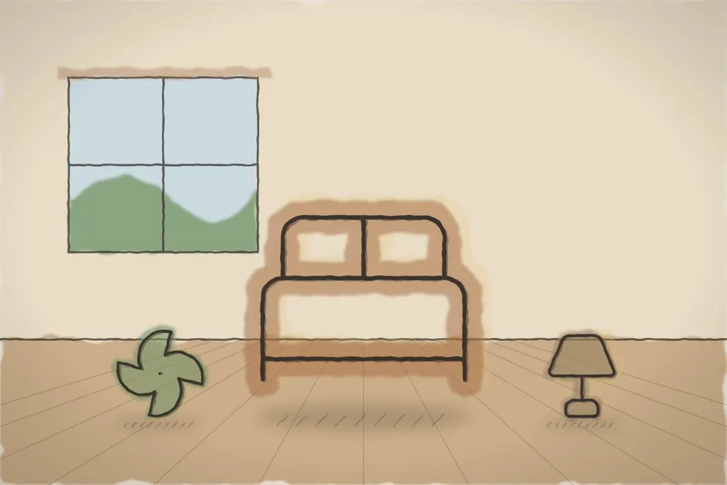 Interiorul unei căsuțe de lemn (ilustrație)
