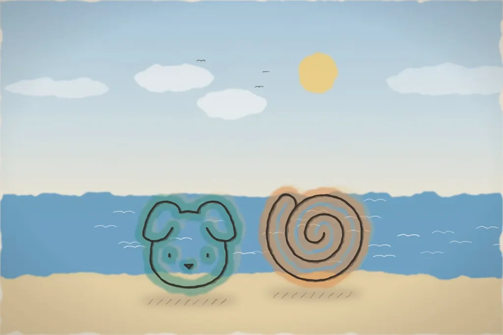 Porțiunea de plajă unde au voie câinii (ilustrație)